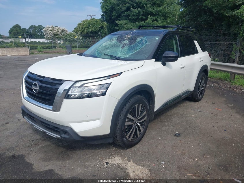 2023 Nissan Pathfinder VIN 5N1DR3DKXPC239726 IAAI salvage auction — STORM DAMAGE, Wait Title, sold $14,200 on 2026-08-20 (photo 2)