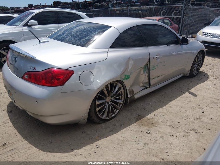 2012 Infiniti G VIN JN1CV6FE6CM200840 IAAI salvage auction — SIDE, Rebuildable (Florida), sold $525 on 2026-07-31 (photo 4)