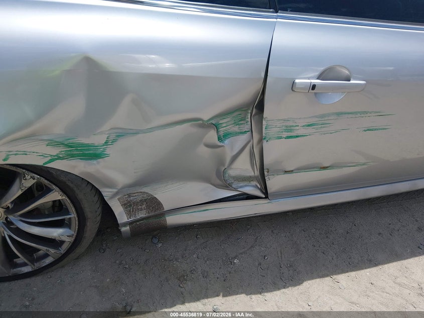 2012 Infiniti G VIN JN1CV6FE6CM200840 IAAI salvage auction — SIDE, Rebuildable (Florida), sold $525 on 2026-07-31 (photo 6)