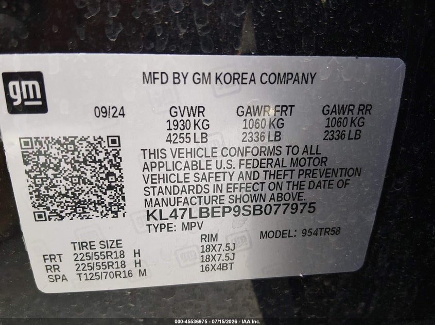 2025 Buick Envista VIN KL47LBEP9SB077975 IAAI salvage auction — REAR END, Salvage (Missouri), sold $7,000 on 2026-09-05 (photo 9)