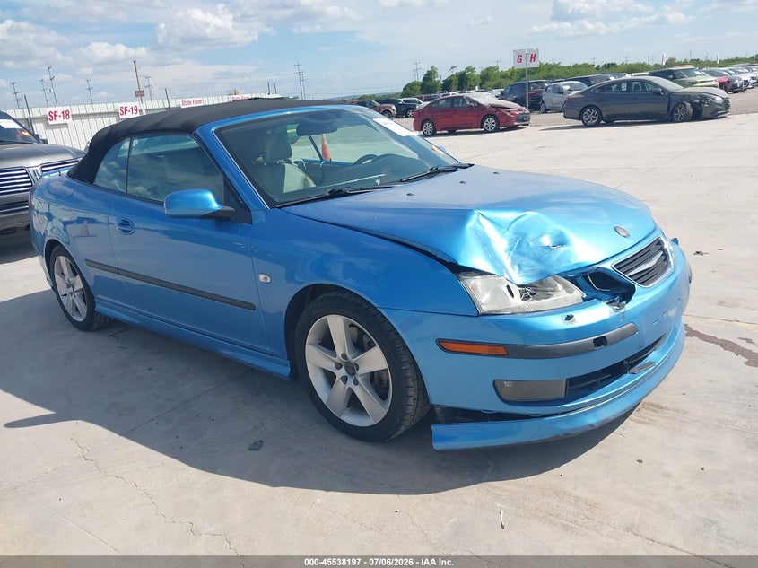 2007 Saab 9-3 VIN YS3FH71U976002181 IAAI salvage auction — FRONT END, Original (Texas), sold $2,850 on 2026-08-17 (photo 1)