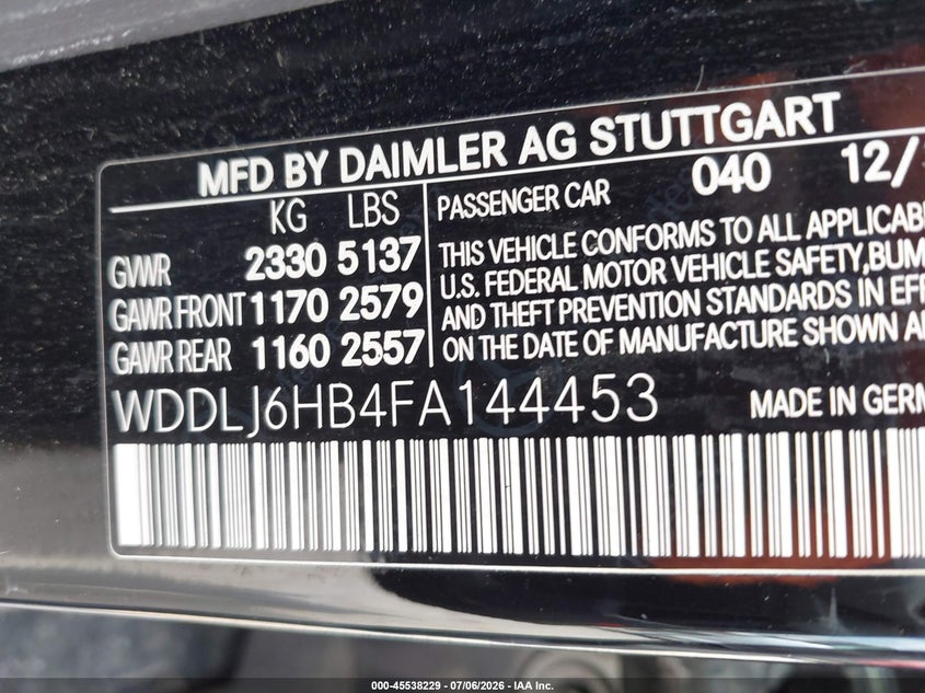 2015 Mercedes-benz Clc-klasse VIN WDDLJ6HB4FA144453 IAAI salvage auction — FRONT END, Clear (Michigan), sold $3,700 on 2026-07-30 (photo 9)