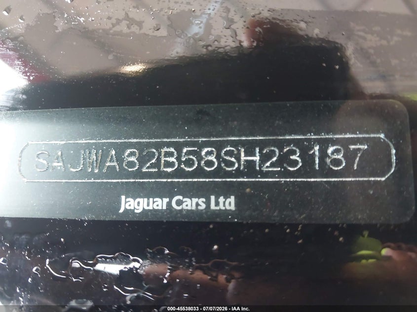 2008 Jaguar Xj series VIN SAJWA82B58SH23187 IAAI salvage auction — NORMAL WEAR, Clear (Mississippi), sold $700 on 2026-07-28 (photo 9)