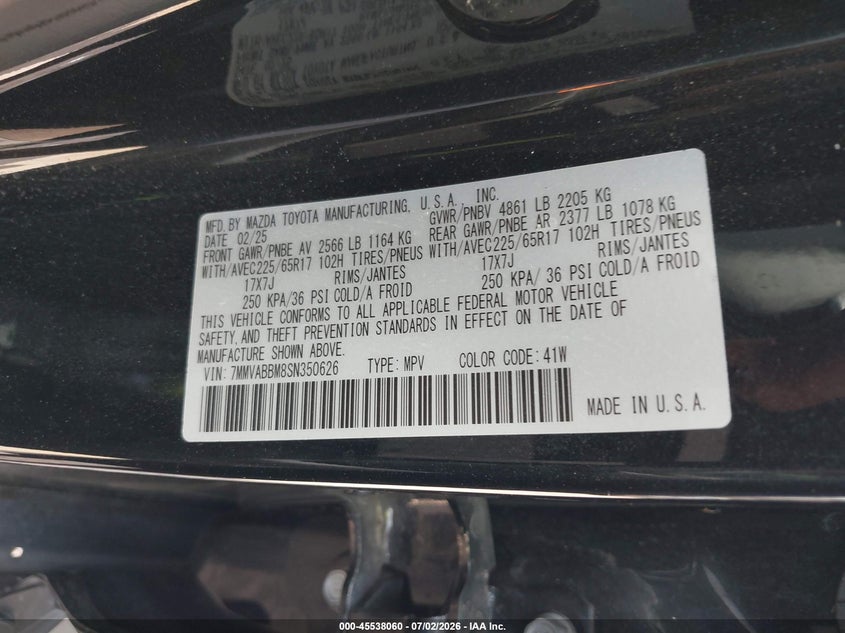 2025 Mazda Cx-50 VIN 7MMVABBM8SN350626 IAAI salvage auction — LEFT FRONT, Enterprise Vehicles Clear Only (Texas), sold $12,550 on 2026-07-09 (photo 9)