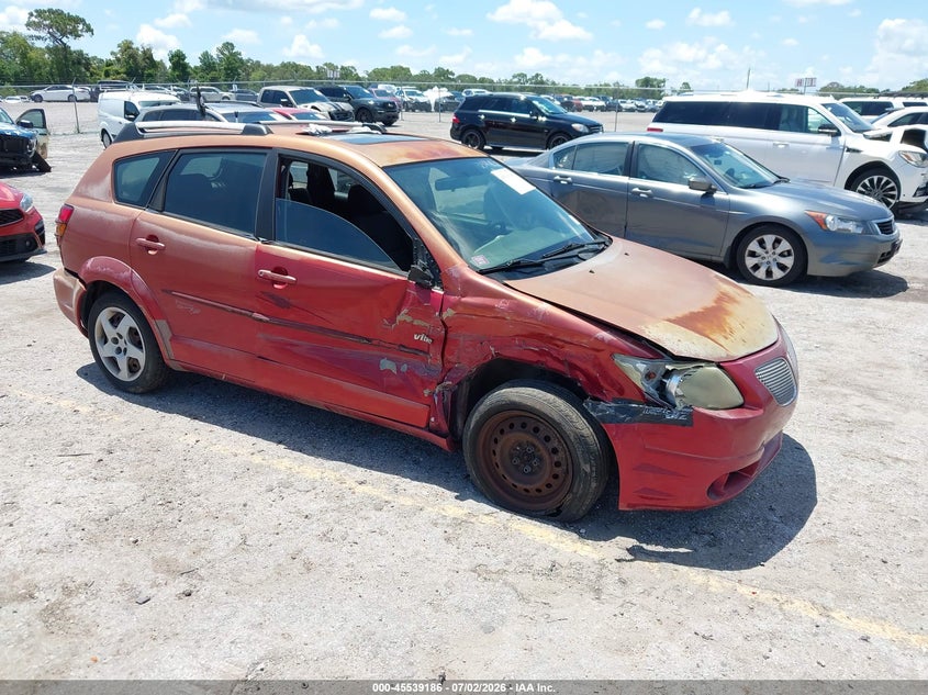 2005 Pontiac Vibe VIN 5Y2SL63875Z439350 IAAI salvage auction — FRONT & REAR, Rebuildable (Florida), sold $575 on 2026-07-30 (photo 1)