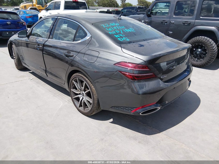 2026 Genesis G70 VIN KMTG14SC1TU172286 IAAI salvage auction — FRONT END, Enterprise Vehicles Clear Only (Texas), sold $15,300 on 2026-07-11 (photo 3)