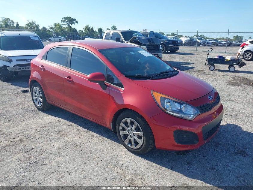 2014 Kia Rio VIN KNADM5A3XE6351317 IAAI salvage auction — LEFT FRONT, Salvage Title, sold $25 on 2026-07-23 (photo 1)