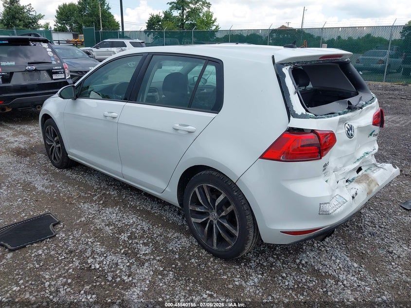 2016 Volkswagen Golf VIN 3VW217AUXGM020888 IAAI salvage auction — REAR END, Salvage Title, sold $1,100 on 2026-07-30 (photo 3)