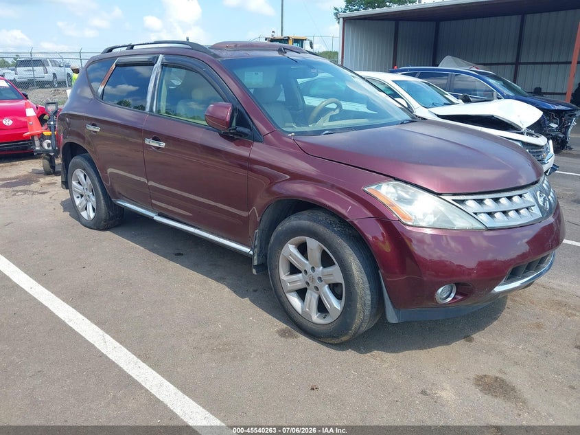 2007 Nissan Murano VIN JN8AZ08T67W507618 IAAI salvage auction — NORMAL WEAR, Clear (Mississippi), sold $375 on 2026-07-30 (photo 1)