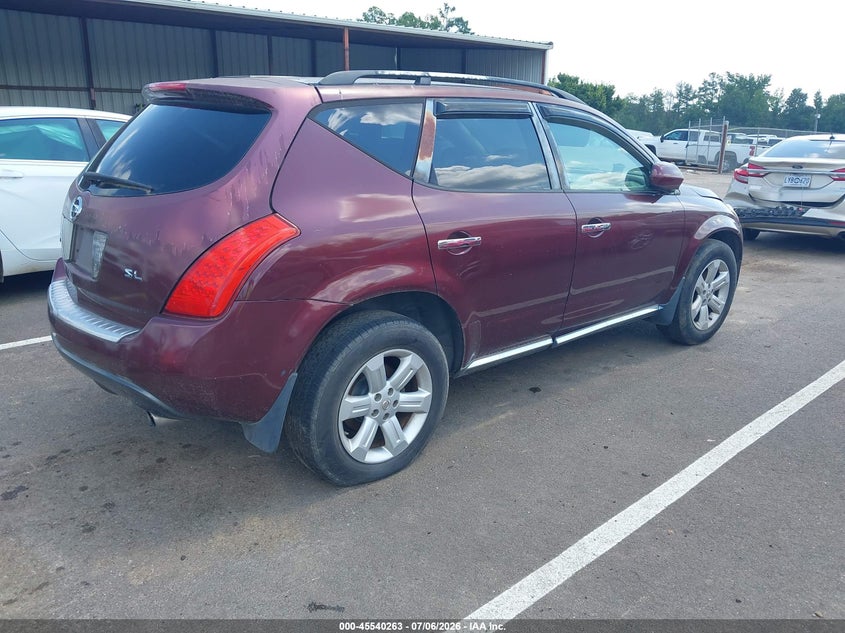 2007 Nissan Murano VIN JN8AZ08T67W507618 IAAI salvage auction — NORMAL WEAR, Clear (Mississippi), sold $375 on 2026-07-30 (photo 4)