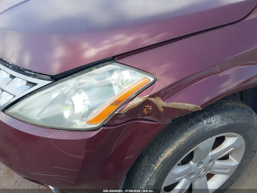 2007 Nissan Murano VIN JN8AZ08T67W507618 IAAI salvage auction — NORMAL WEAR, Clear (Mississippi), sold $375 on 2026-07-30 (photo 6)