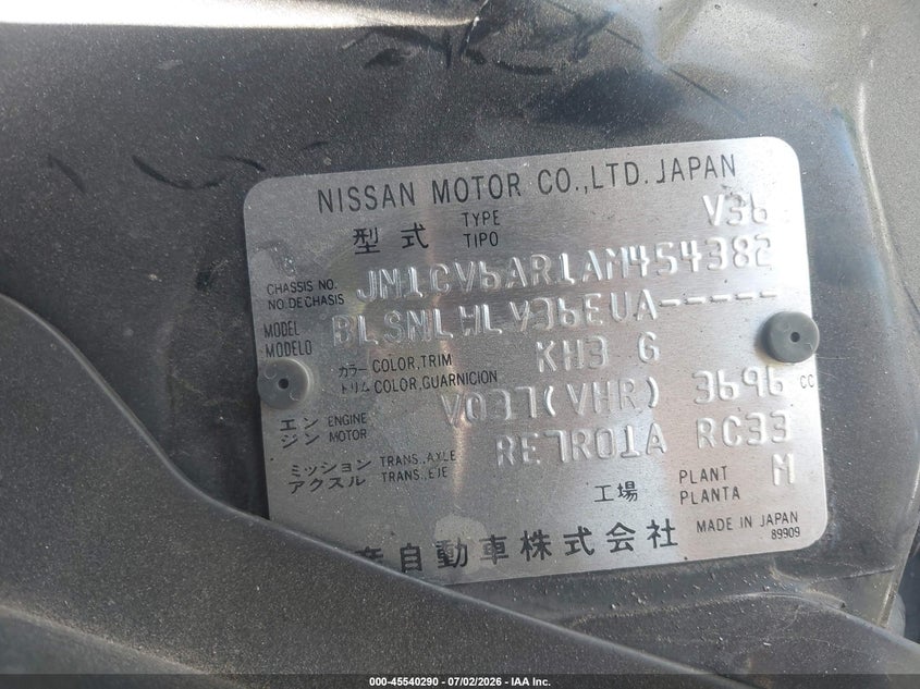 2010 Infiniti G37 VIN JN1CV6AR1AM454382 IAAI salvage auction — LEFT SIDE, Salvage (Utah), sold $850 on 2026-07-23 (photo 9)