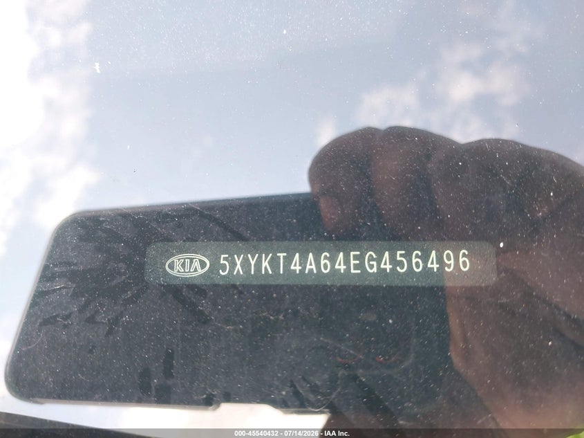 2014 Kia Sorento VIN 5XYKT4A64EG456496 IAAI salvage auction — FRONT END, Nrc Lienholder Repossession Paperwork (Texas), sold $275 on 2026-07-30 (photo 9)