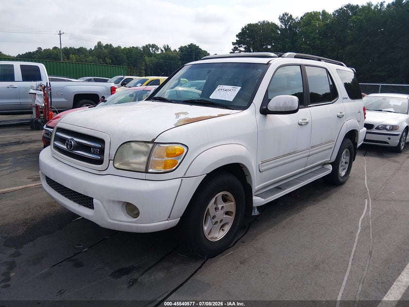 2002 Toyota Sequoia VIN 5TDZT38AX2S087337 IAAI salvage auction — NORMAL WEAR, Clear (North Carolina), sold $675 on 2026-07-15 (photo 2)