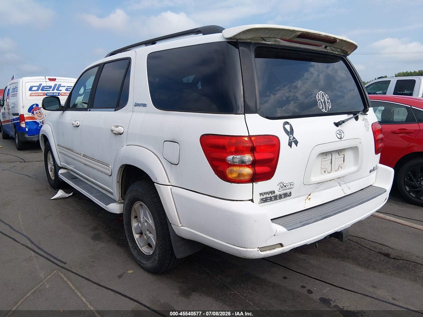 2002 Toyota Sequoia VIN 5TDZT38AX2S087337 IAAI salvage auction — NORMAL WEAR, Clear (North Carolina), sold $675 on 2026-07-15 (photo 3)