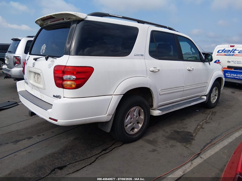2002 Toyota Sequoia VIN 5TDZT38AX2S087337 IAAI salvage auction — NORMAL WEAR, Clear (North Carolina), sold $675 on 2026-07-15 (photo 4)