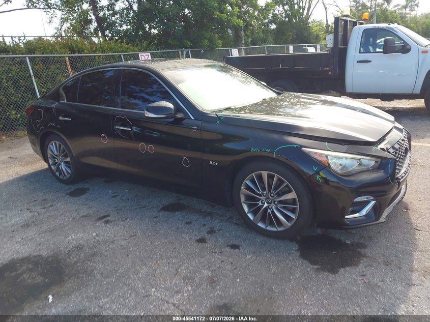 2018 Infiniti Q50 VIN JN1EV7AP0JM591584 IAAI salvage auction — REAR END, Rebuildable (Florida), sold $1,550 on 2026-07-29 (photo 1)