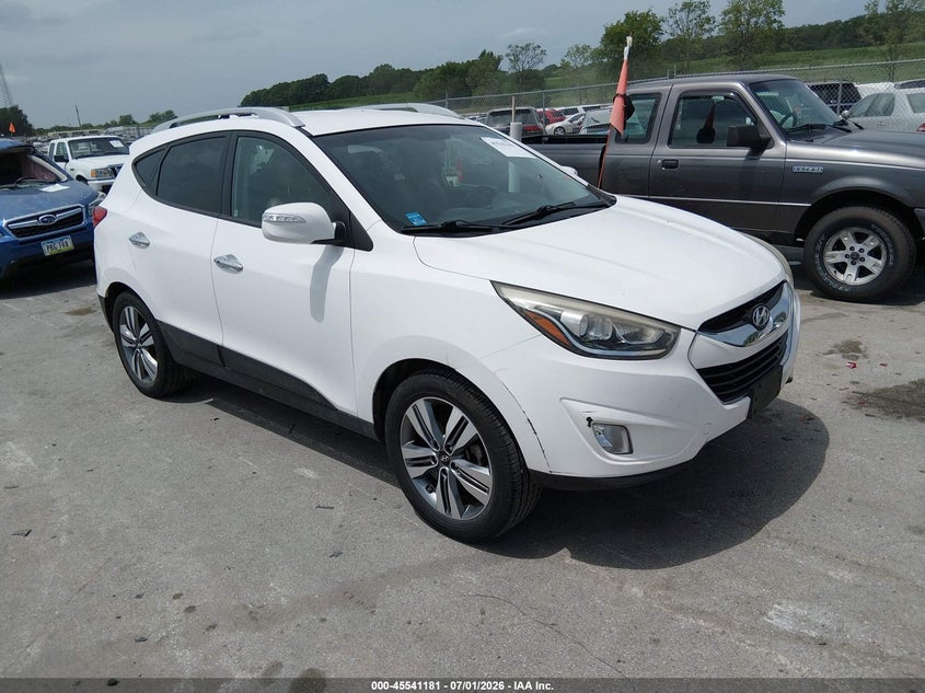 2015 Hyundai Tucson VIN KM8JU3AG7FU114113 IAAI salvage auction — HAIL, Regular Certificate (Iowa), sold $2,600 on 2026-07-21 (photo 1)