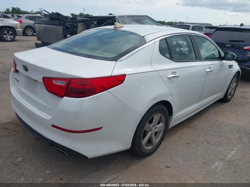 2014 Kia Optima VIN 5XXGM4A79EG262563 IAAI salvage auction — NORMAL WEAR, Original (Texas), sold $2,575 on 2026-07-15 (photo 4)