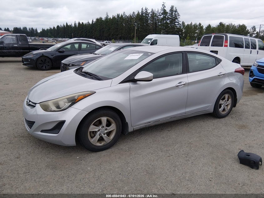 2014 Hyundai Elantra VIN KMHDH4AE1EU206936 IAAI salvage auction — VANDALISM, Clear (Florida), sold $425 on 2026-07-29 (photo 2)