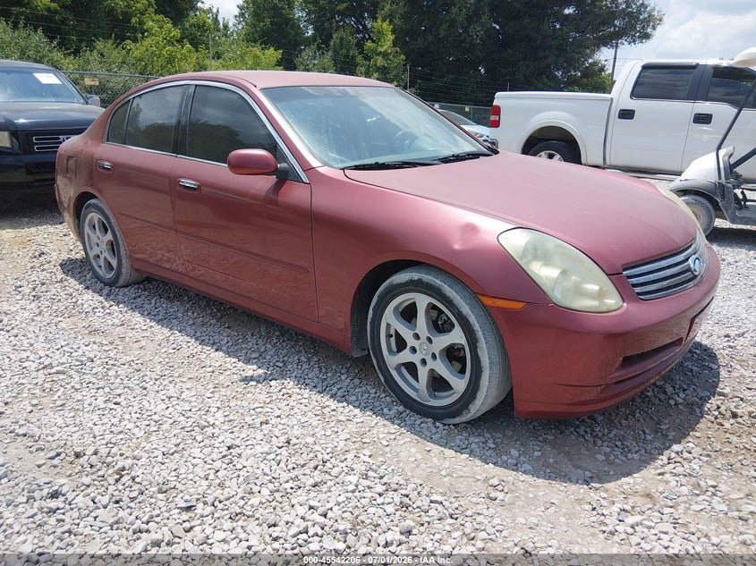 2003 Infiniti G35 VIN JNKCV51E33M323542 IAAI salvage auction — LEFT FRONT, Clear (Alabama), sold $125 on 2026-07-20 (photo 1)