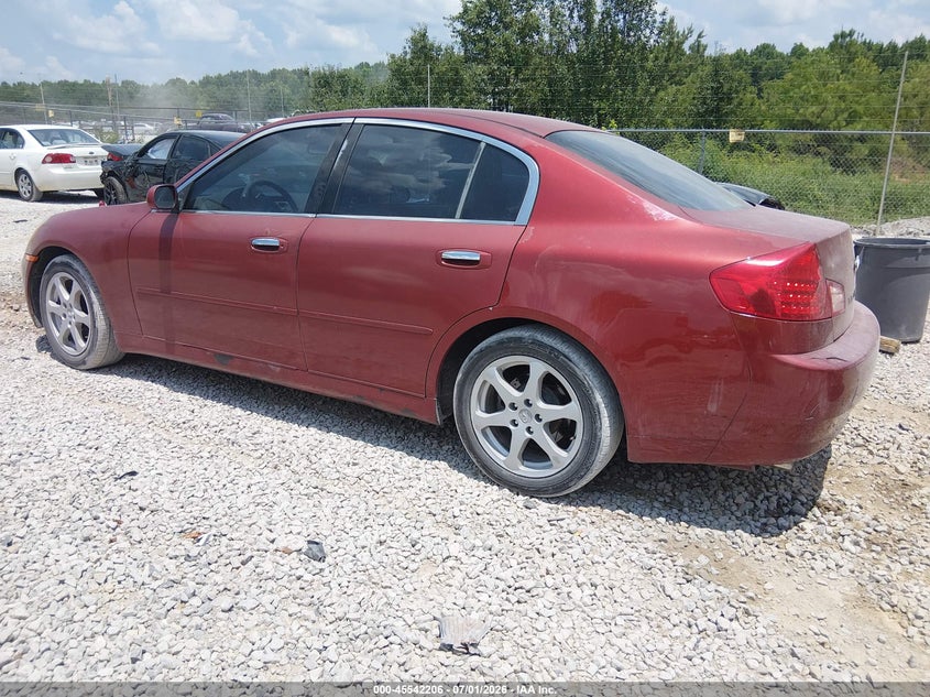 2003 Infiniti G35 VIN JNKCV51E33M323542 IAAI salvage auction — LEFT FRONT, Clear (Alabama), sold $125 on 2026-07-20 (photo 3)