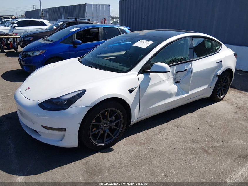 2021 Tesla Model 3 VIN 5YJ3E1EB8MF066821 IAAI salvage auction — LEFT SIDE, Salvage (California), sold $5,500 on 2026-07-31 (photo 2)