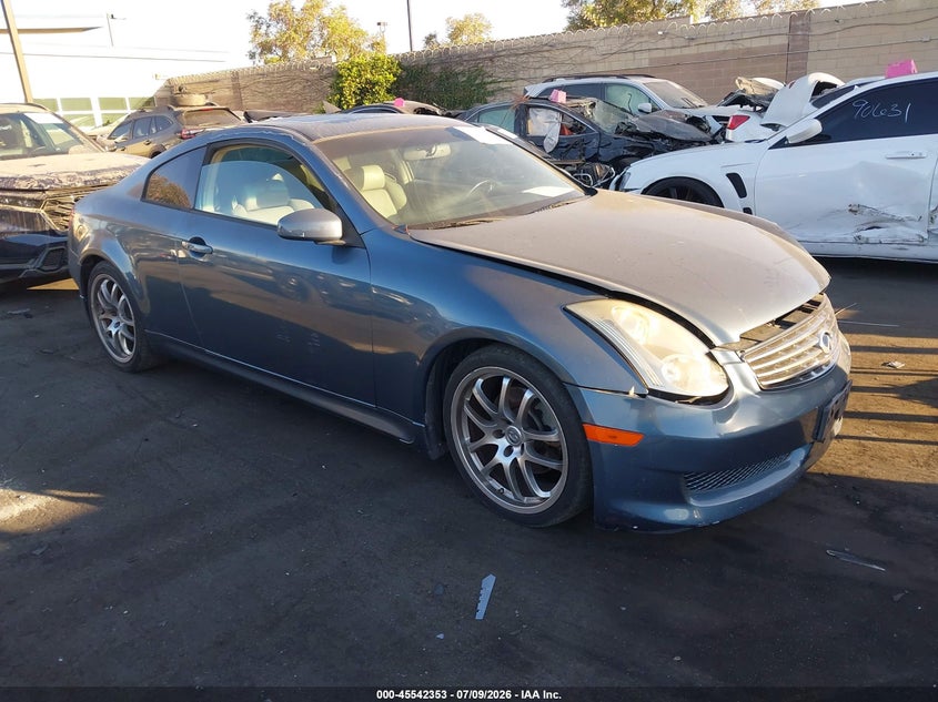 2007 Infiniti G VIN JNKCV54E87M909137 IAAI salvage auction — LEFT FRONT, Salvage Certificate (California), sold $1,050 on 2026-07-17 (photo 1)
