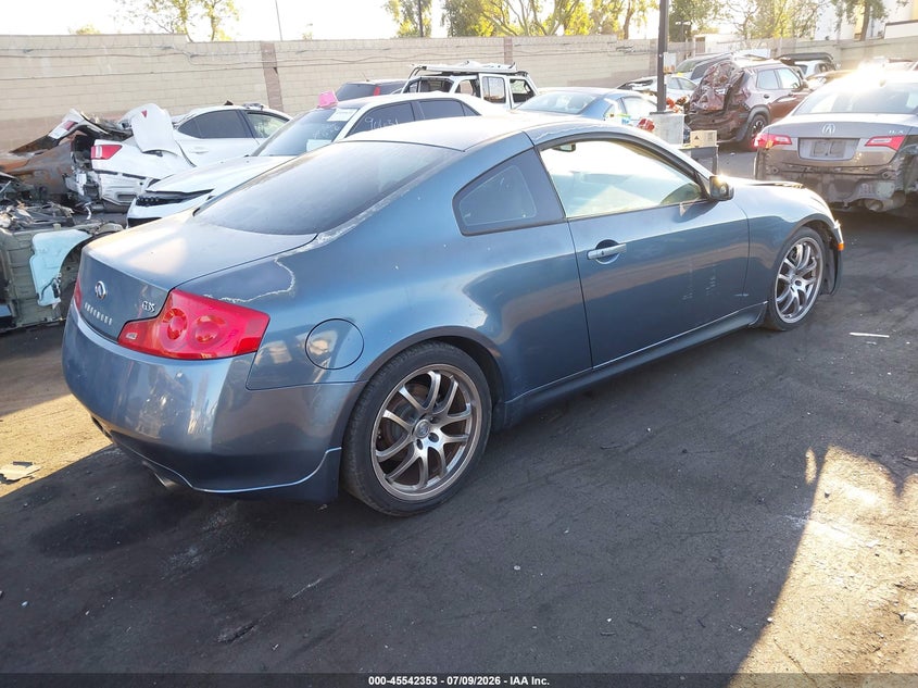 2007 Infiniti G VIN JNKCV54E87M909137 IAAI salvage auction — LEFT FRONT, Salvage Certificate (California), sold $1,050 on 2026-07-17 (photo 4)
