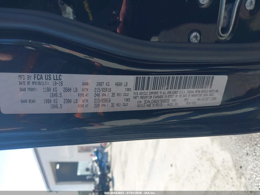 2019 Jeep Compass VIN 3C4NJDAB2KT645636 IAAI salvage auction — NORMAL WEAR, SF97 (New Hampshire), sold $3,450 on 2026-07-23 (photo 9)