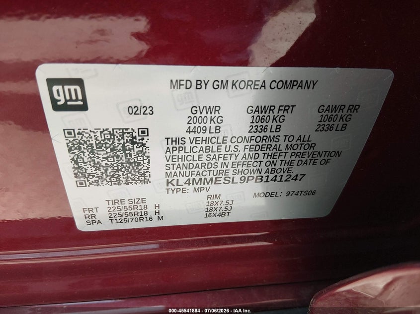 2023 Buick Encore gx VIN KL4MMESL9PB141247 IAAI salvage auction — HAIL, Salvage Title, sold $7,200 on 2026-08-19 (photo 9)
