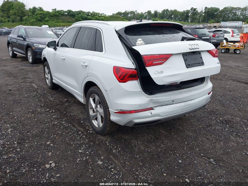 2020 Audi Q3 VIN WA1AECF38L1003407 IAAI salvage auction — FRONT & REAR, Salvage (New Jersey), sold $4,350 on 2026-08-01 (photo 3)
