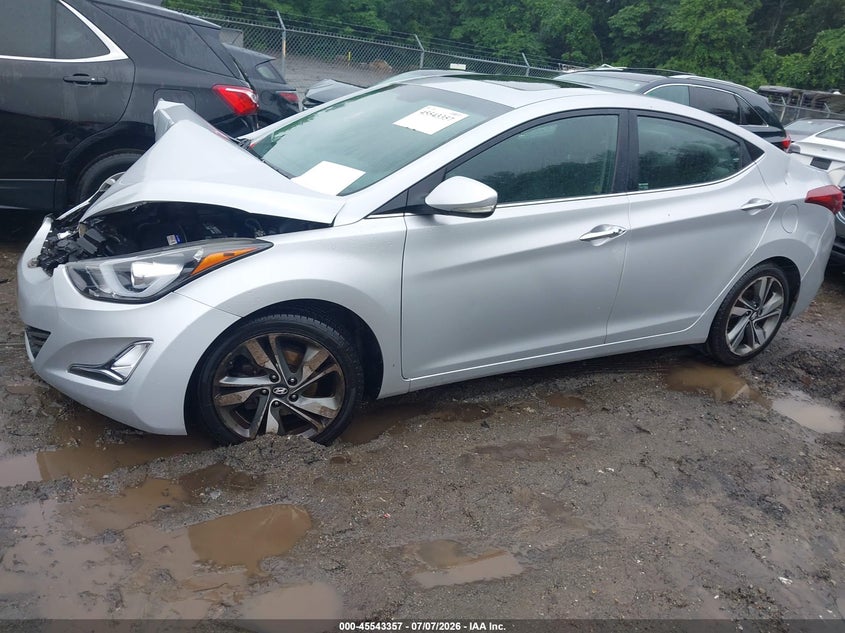 2015 Hyundai Elantra VIN KMHDH4AE8FU437785 IAAI salvage auction — FRONT END, Clear (Massachusetts), sold $575 on 2026-07-11 (photo 2)