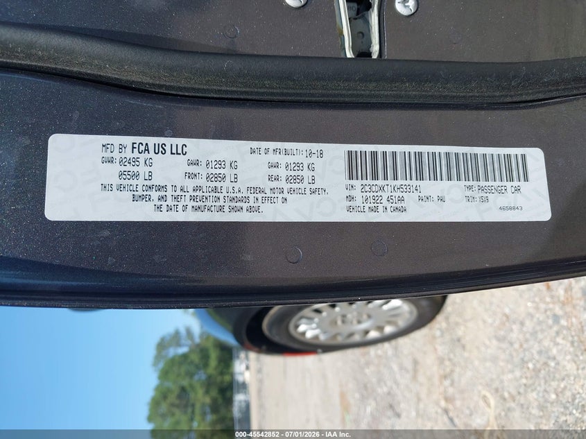 2019 Dodge Charger VIN 2C3CDXKT1KH533141 IAAI salvage auction — NORMAL WEAR, SF97 (Virginia), sold $15,700 on 2026-07-22 (photo 9)