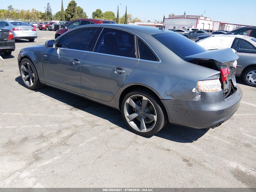 2013 Audi A4 VIN WAUAFAFL5DA194788 IAAI salvage auction — REAR END, Salvage (California), sold $675 on 2026-07-30 (photo 3)