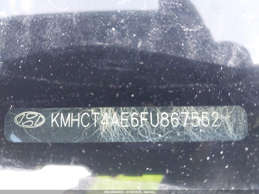 2015 Hyundai Accent VIN KMHCT4AE6FU867552 IAAI salvage auction — NORMAL WEAR, Clear (North Carolina), sold $450 on 2026-07-29 (photo 9)