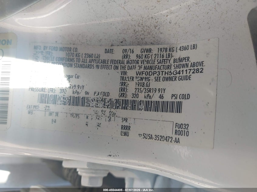 2016 Ford Focus VIN WF0DP3TH5G4117282 IAAI salvage auction — FRONT END, Salvage Title, sold $2,100 on 2026-08-04 (photo 9)