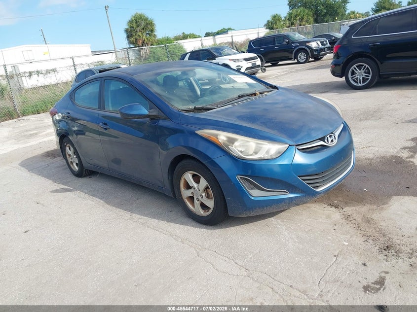 2014 Hyundai Elantra VIN KMHDH4AE0EU201209 IAAI salvage auction — NORMAL WEAR, Clear (Florida), sold $25 on 2026-07-29 (photo 1)
