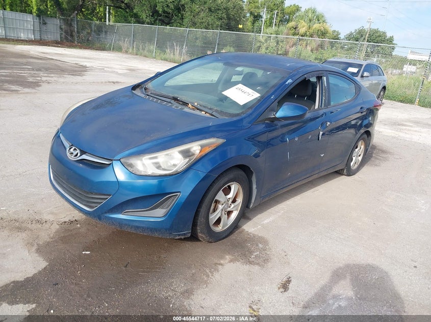 2014 Hyundai Elantra VIN KMHDH4AE0EU201209 IAAI salvage auction — NORMAL WEAR, Clear (Florida), sold $25 on 2026-07-29 (photo 2)