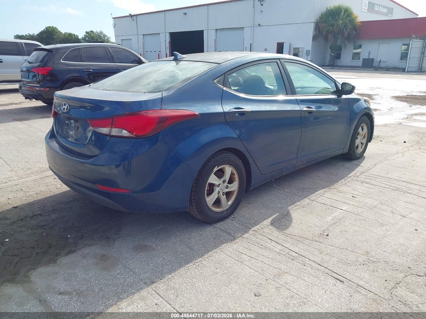 2014 Hyundai Elantra VIN KMHDH4AE0EU201209 IAAI salvage auction — NORMAL WEAR, Clear (Florida), sold $25 on 2026-07-29 (photo 4)
