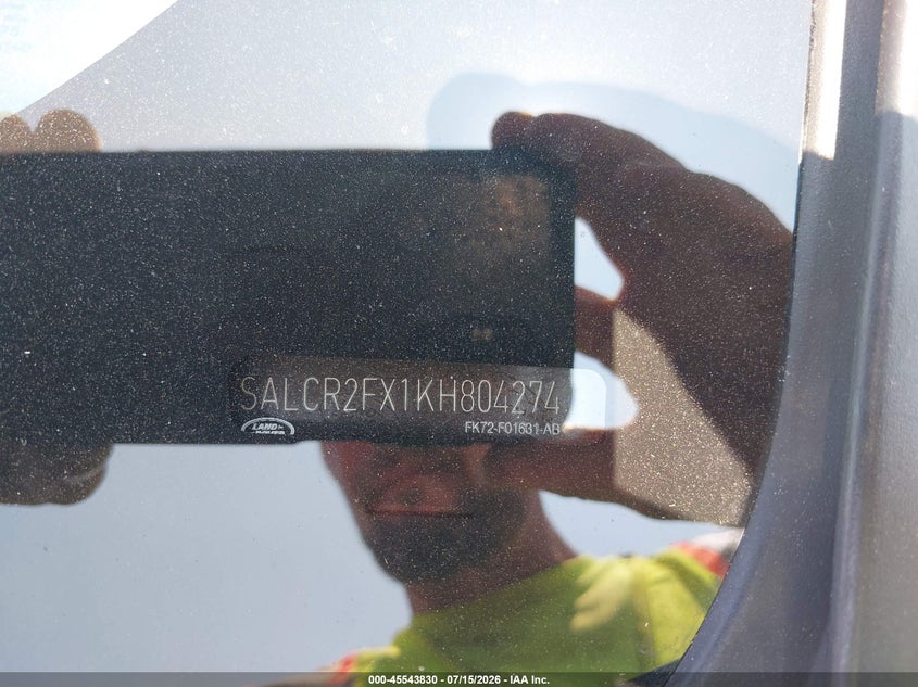 2019 Land rover Discovery sport VIN SALCR2FX1KH804274 IAAI salvage auction — FRONT END, Salvage (Ohio), sold $4,750 on 2026-07-30 (photo 9)