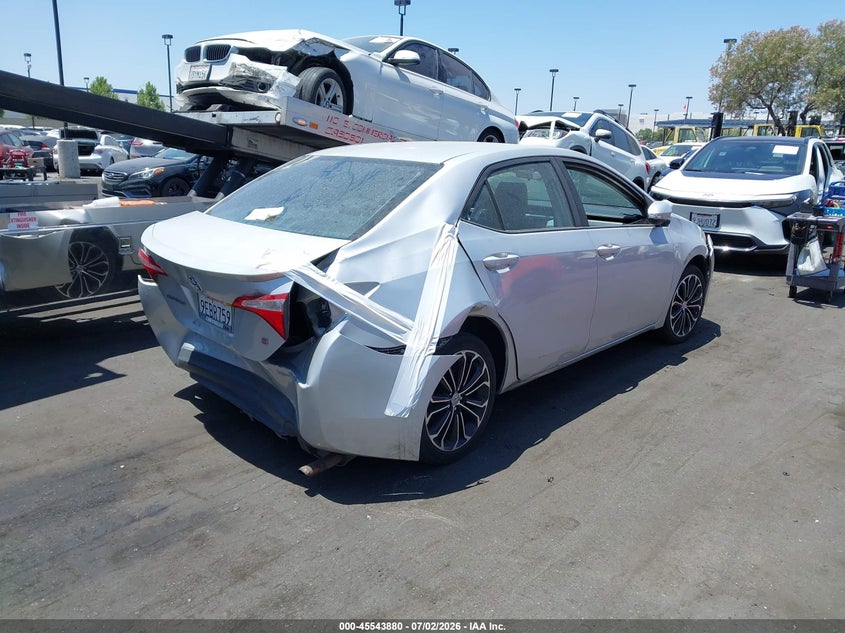 2016 Toyota Corolla VIN 5YFBURHE9GP419725 IAAI salvage auction — FRONT & REAR, Salvage Certificate (California), sold $2,800 on 2026-07-31 (photo 4)