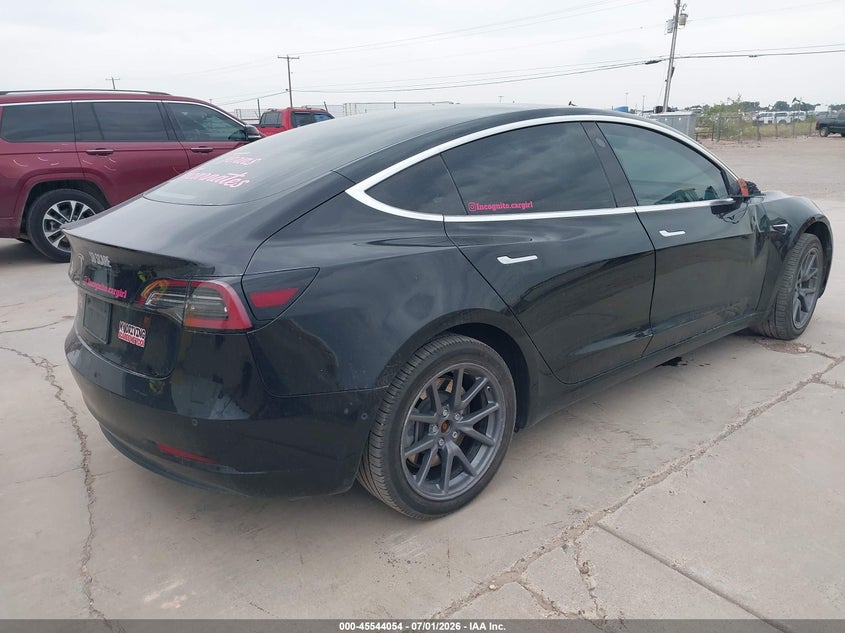 2019 Tesla Model 3 VIN 5YJ3E1EA0KF306027 IAAI salvage auction — LEFT REAR, Salvage (Texas), sold $25 on 2026-07-09 (photo 4)