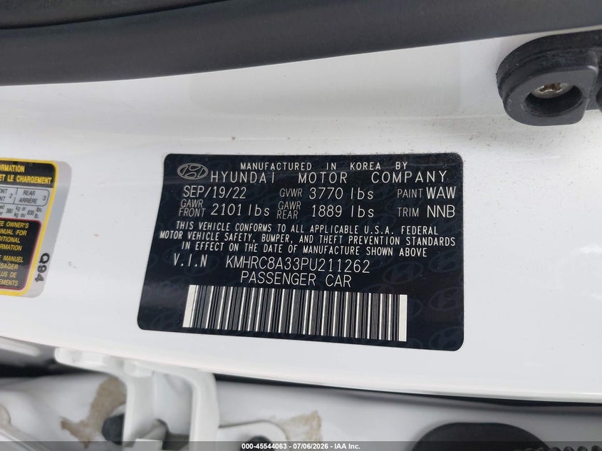 2023 Hyundai Venue VIN KMHRC8A33PU211262 IAAI salvage auction — FRONT END, Salvage Title, sold $3,050 on 2026-08-01 (photo 9)