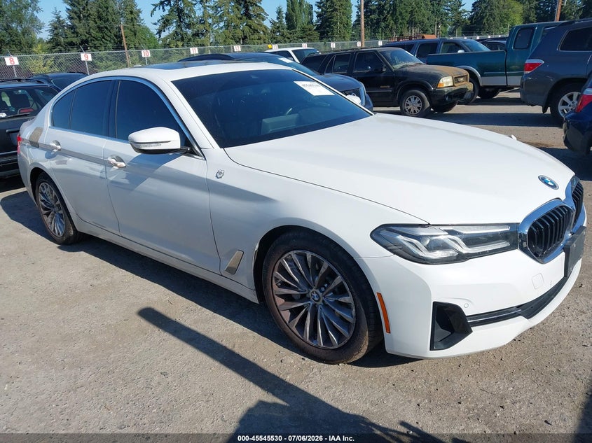 2021 BMW 5er VIN WBA53BH08MWW97043 IAAI salvage auction — LEFT FRONT, Bill Of Sale (Washington), sold $12,500 on 2026-07-11 (photo 1)
