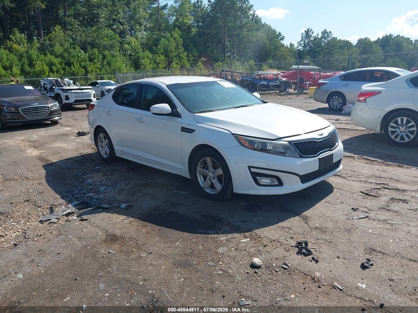 2015 Kia Optima VIN KNAGM4A76F5635822 IAAI salvage auction — NORMAL WEAR, Clear (Mississippi), sold $325 on 2026-07-29 (photo 1)