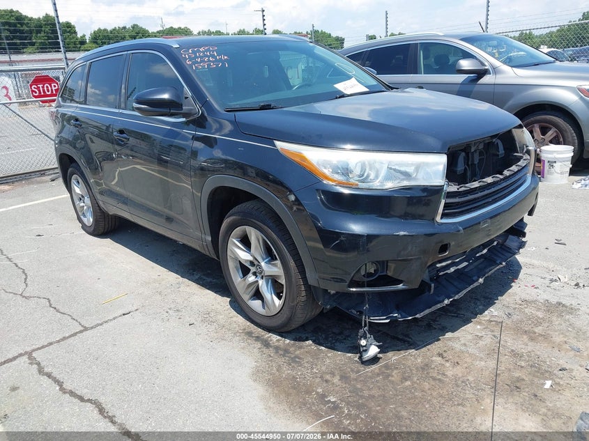 2016 Toyota Highlander VIN 5TDYKRFH8GS159371 IAAI salvage auction — FRONT END, Salvage (North Carolina), sold $7,400 on 2026-07-19 (photo 1)