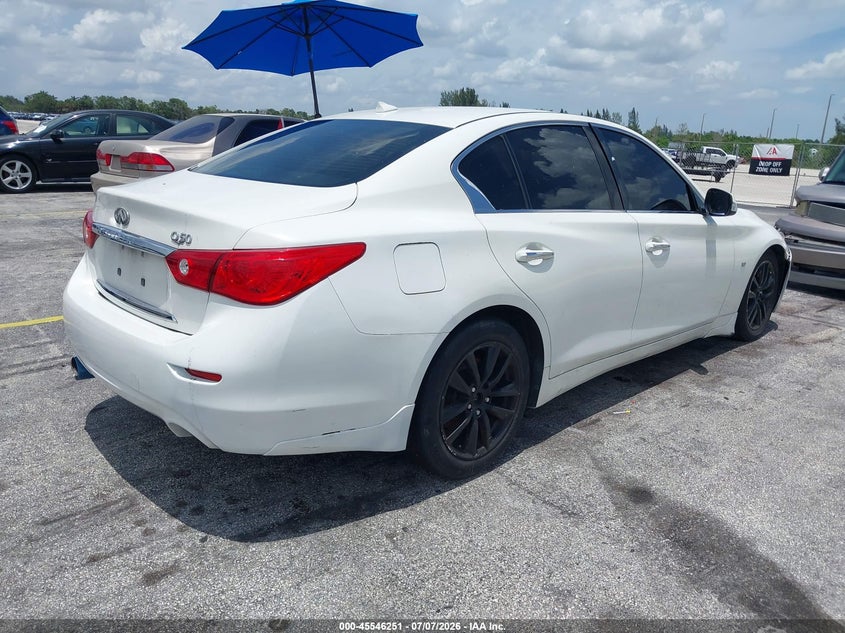 2014 Infiniti Q50 VIN JN1BV7AP9EM681051 IAAI salvage auction — NORMAL WEAR, Clear (Florida), sold $1,100 on 2026-07-23 (photo 4)