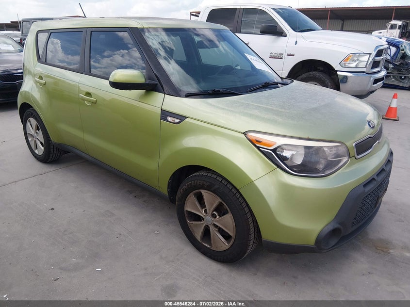 2014 Kia Soul VIN KNDJN2A27E7707452 IAAI salvage auction — NORMAL WEAR, Original (Texas), sold $600 on 2026-07-28 (photo 1)