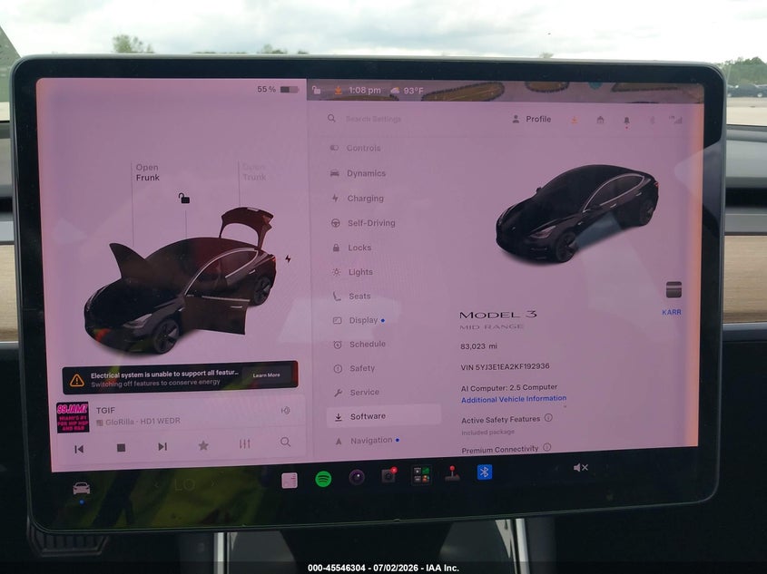 2019 Tesla Model 3 VIN 5YJ3E1EA2KF192936 IAAI salvage auction — REAR END, Salvage Title, sold $5,975 on 2026-08-01 (photo 7)